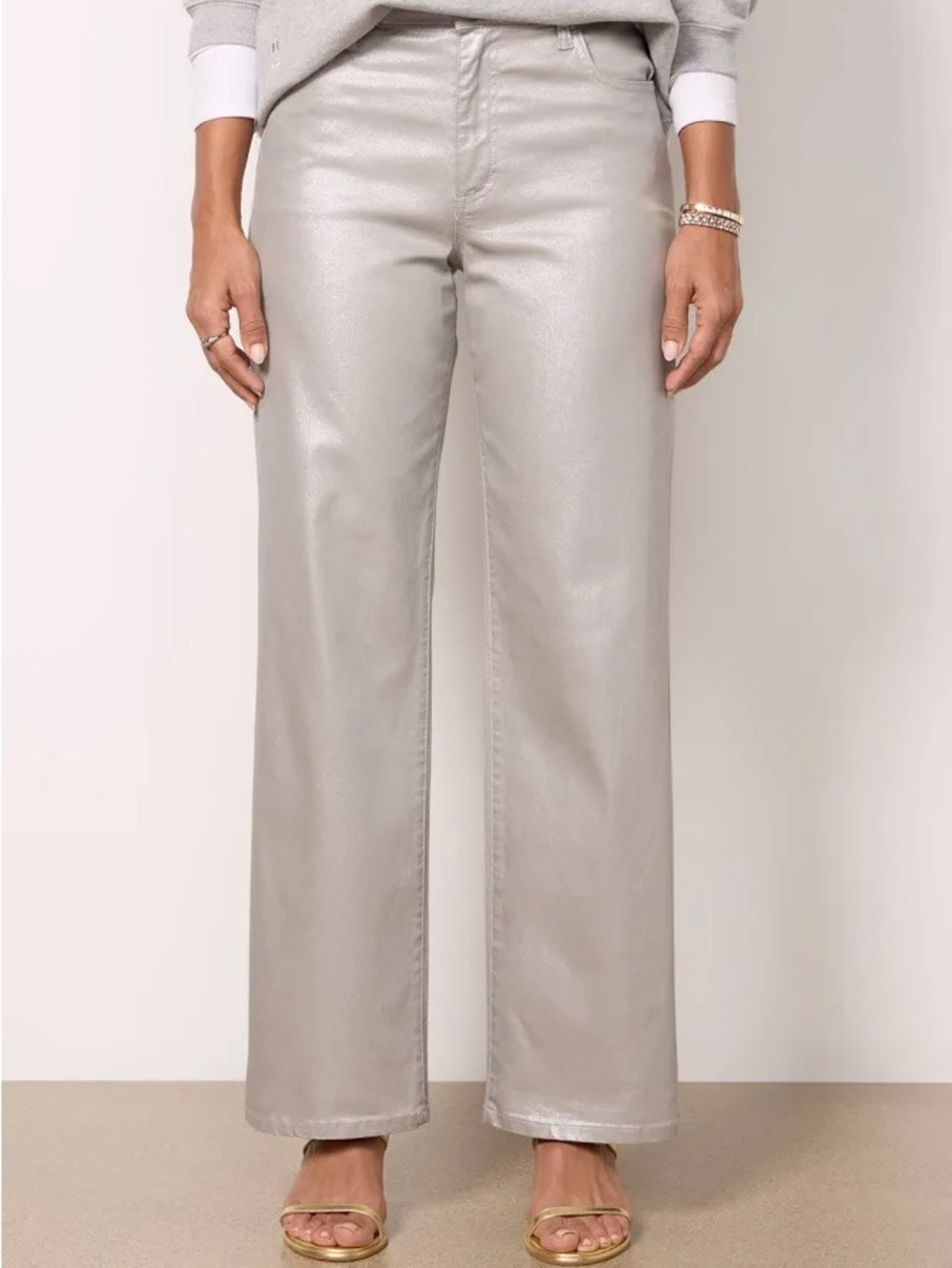 Kut from the Kloth Metallic Silver Label High-Rise Miller Wide Leg Pant - Picture 5 of 16